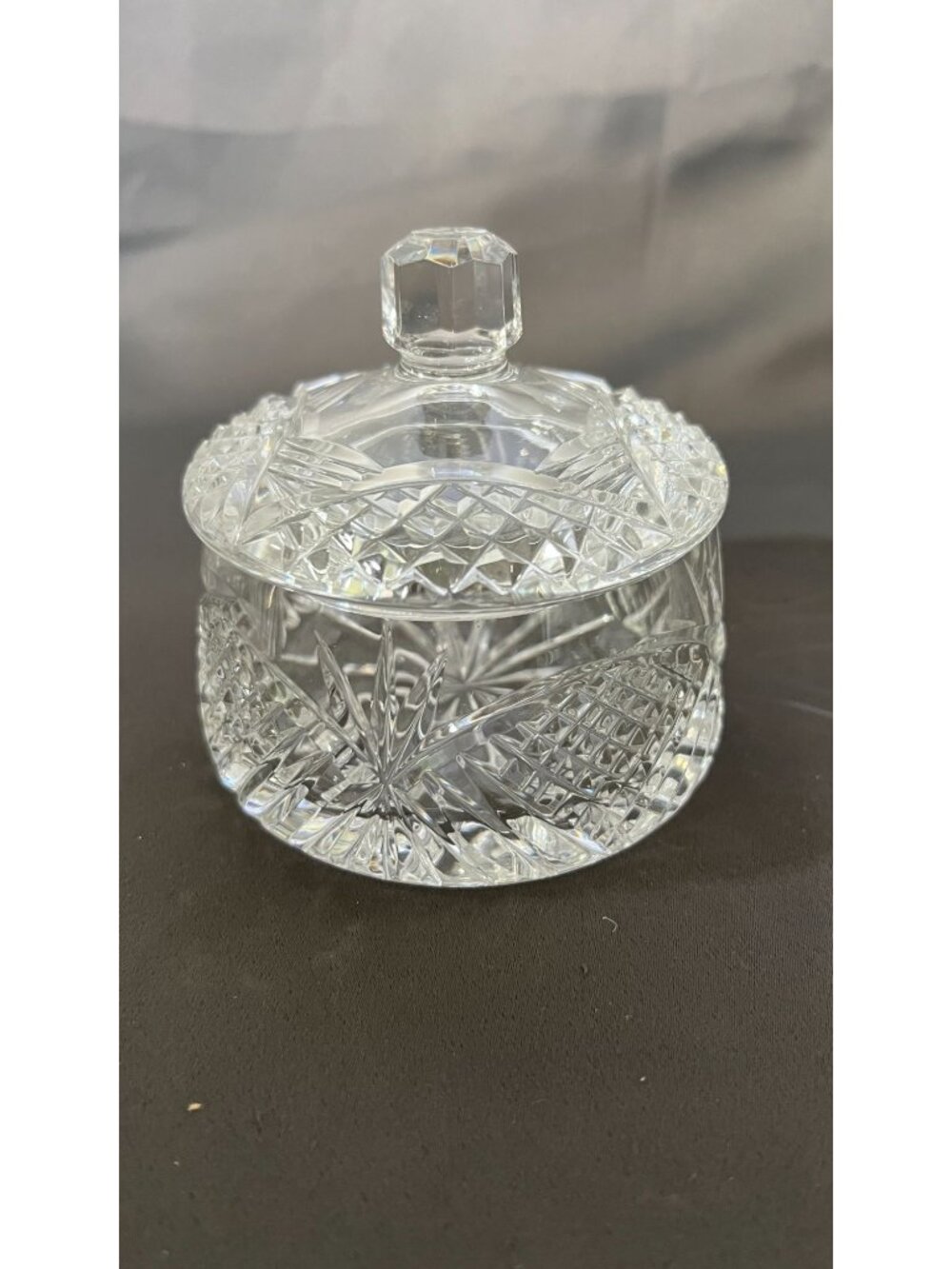 Dublin Crystal-Like Etched Glass Candy Dish With Lid Elegant Decor